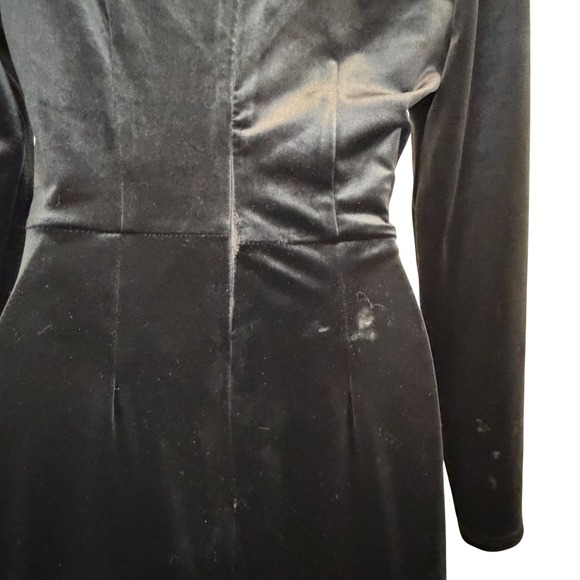 CLUB L LONDON Black Velvet Long Sleeve Corset Style Knot With Slit Size 6 - Picture 9 of 9